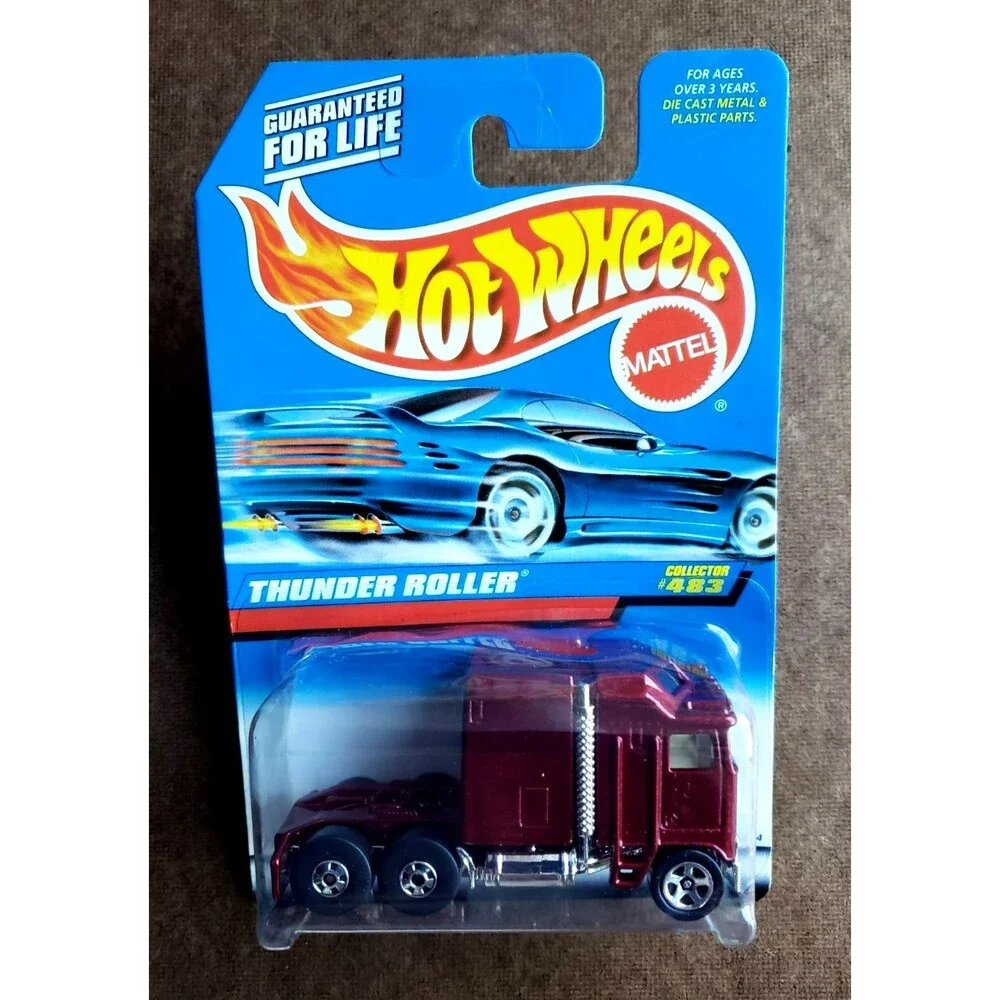 1996 Hot Wheel THUNDER ROLLER Metalflake Dark RED 483 MAINLINE SERIES 16054 1:64